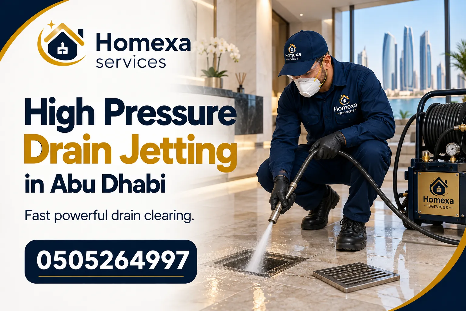 High Pressure Drain Jetting in Abu Dhabi cleaning drainage lines