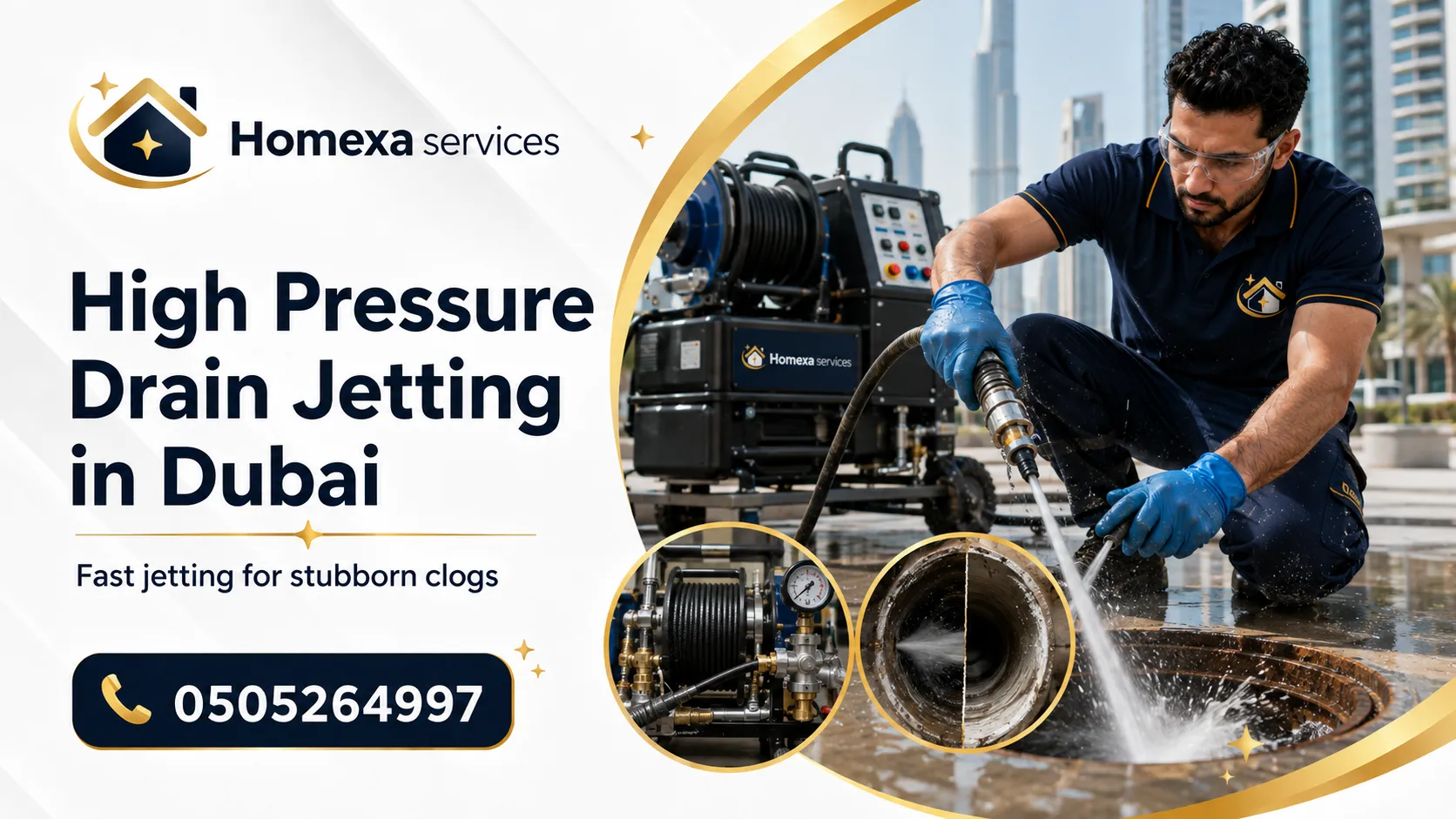High-pressure drain cleaning in Dubai for grease dirt and recurring blockages
