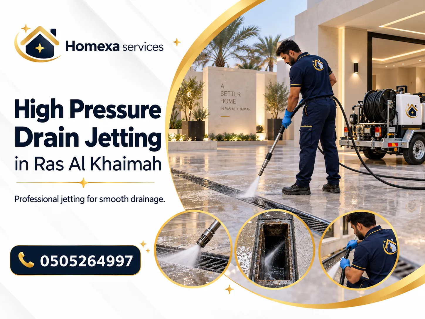 High Pressure Drain Jetting in Ras Al Khaimah for blocked drain lines