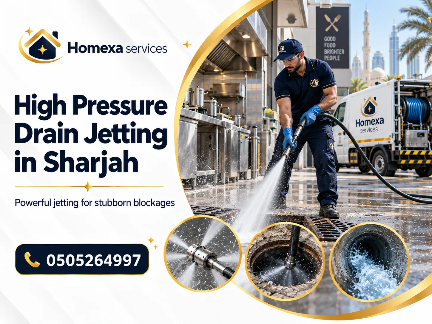 High Pressure Drain Jetting in Sharjah by Home Xa Services