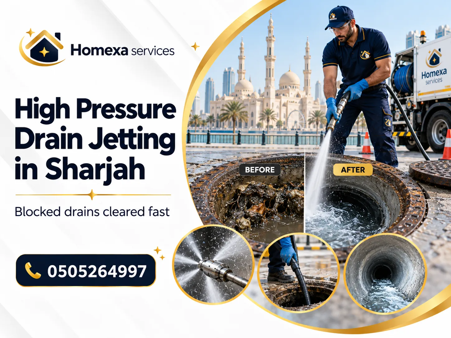 High Pressure Drain Jetting Company in Sharjah - Home Xa Services