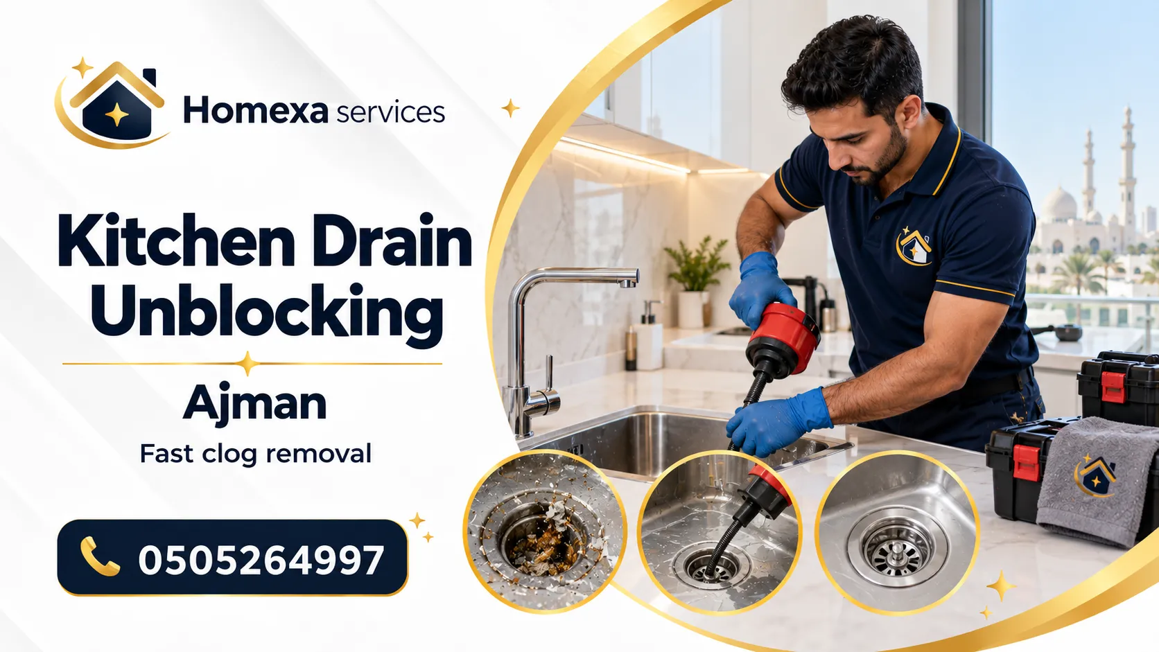 Kitchen Drain Unblocking in Ajman by Home Xa Services