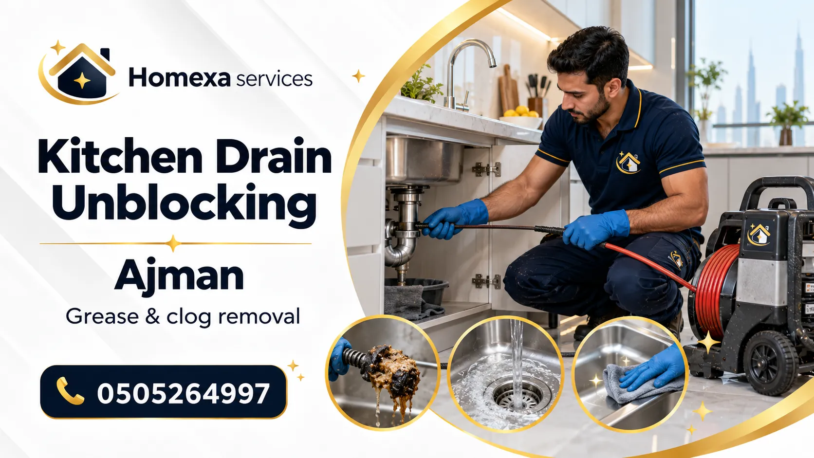 Kitchen Drain Unblocking in Ajman for a slow kitchen sink