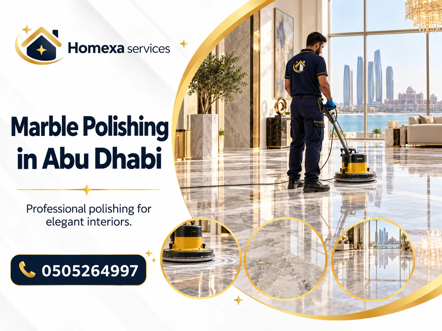 Professional Marble Polishing in Abu Dhabi by Home Xa Services