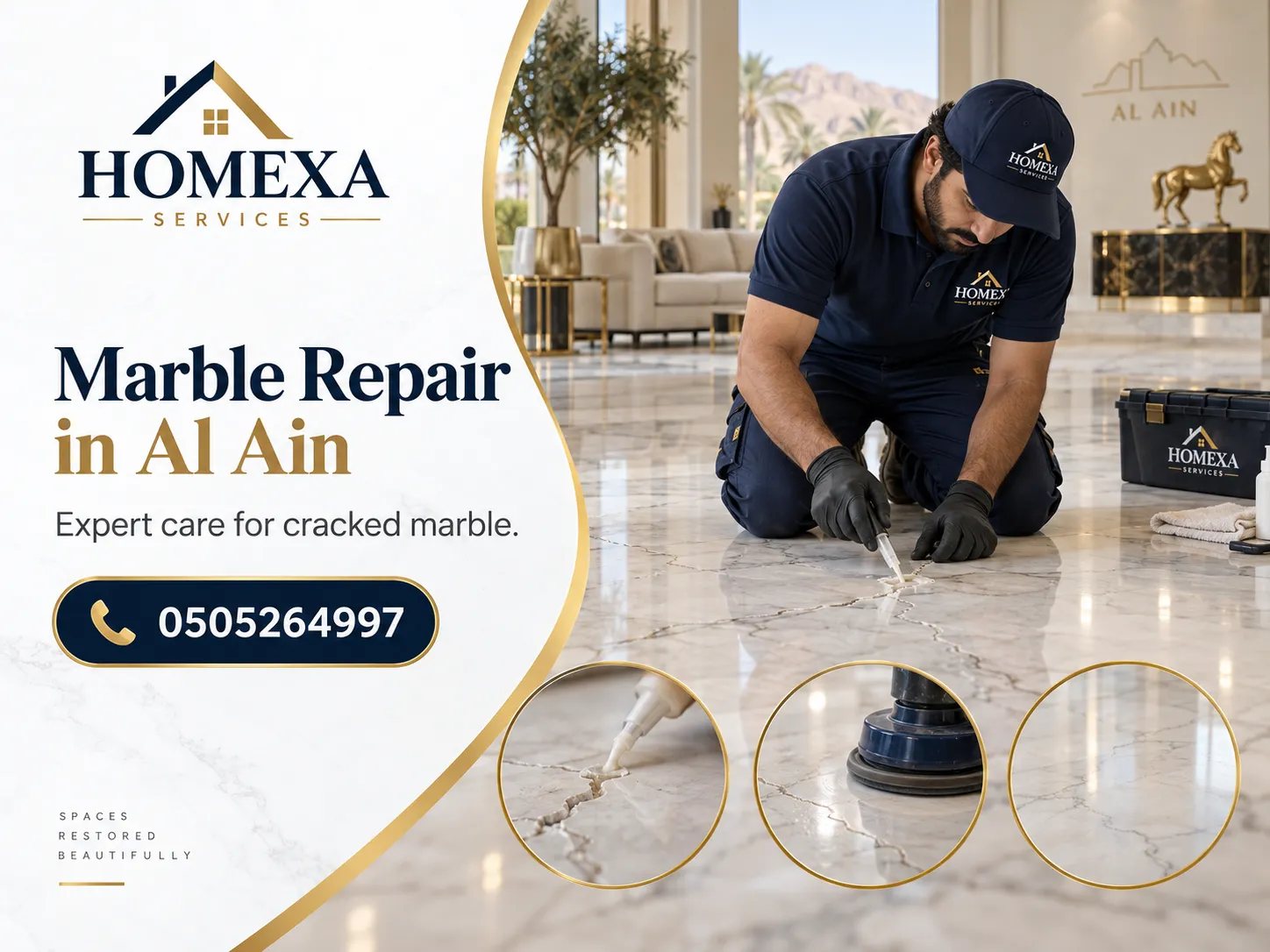 Marble Repair in Al Ain for cracks broken edges and damaged pieces