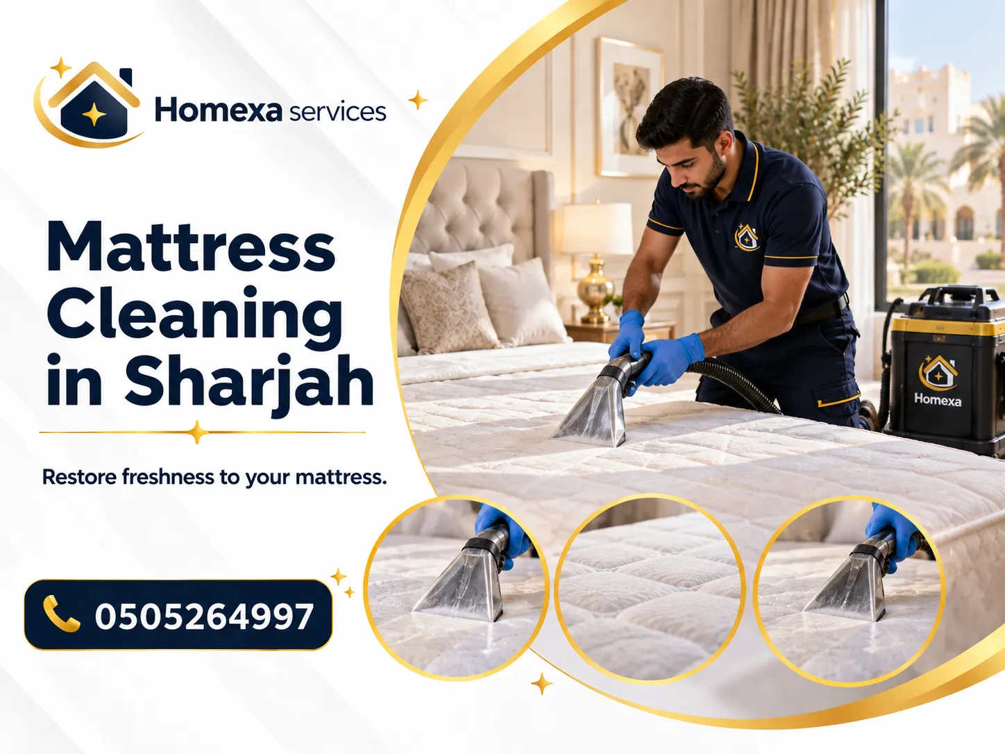 Final assessment for Mattress Cleaning in Sharjah including mattress stains size and fabric condition
