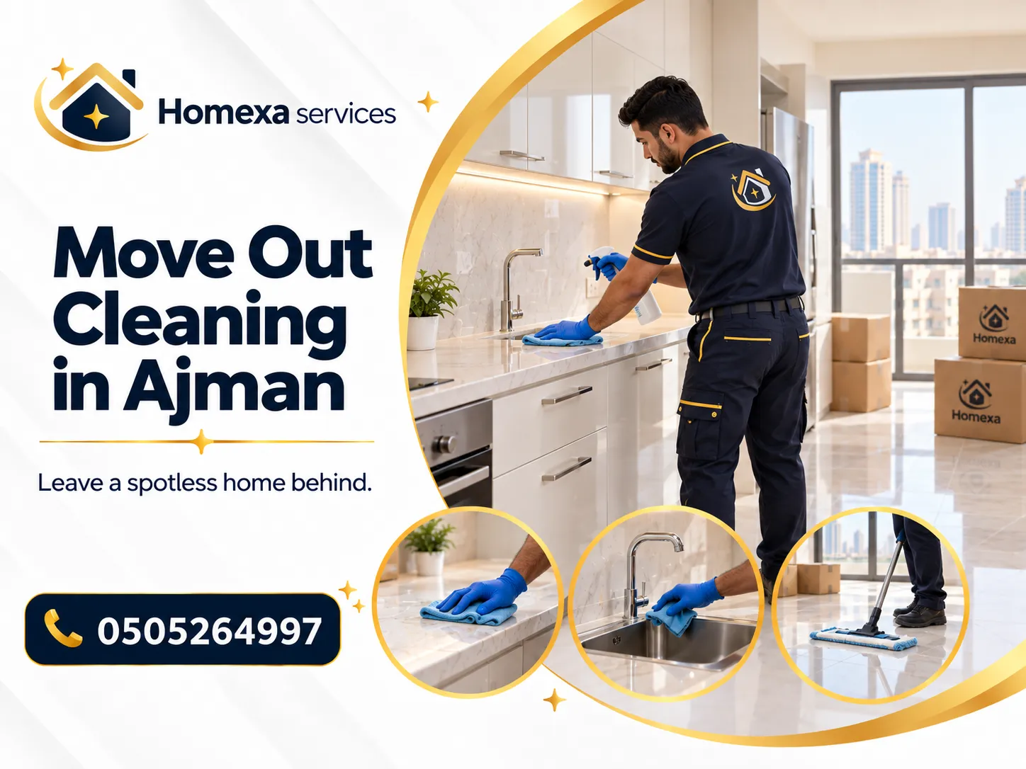 Move Out Cleaning team in Ajman preparing an empty property for handover
