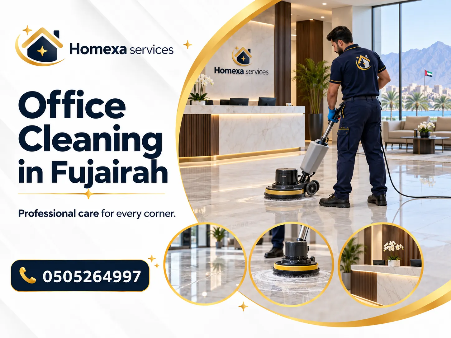 Office Cleaning in Fujairah for desks floors and workspaces
