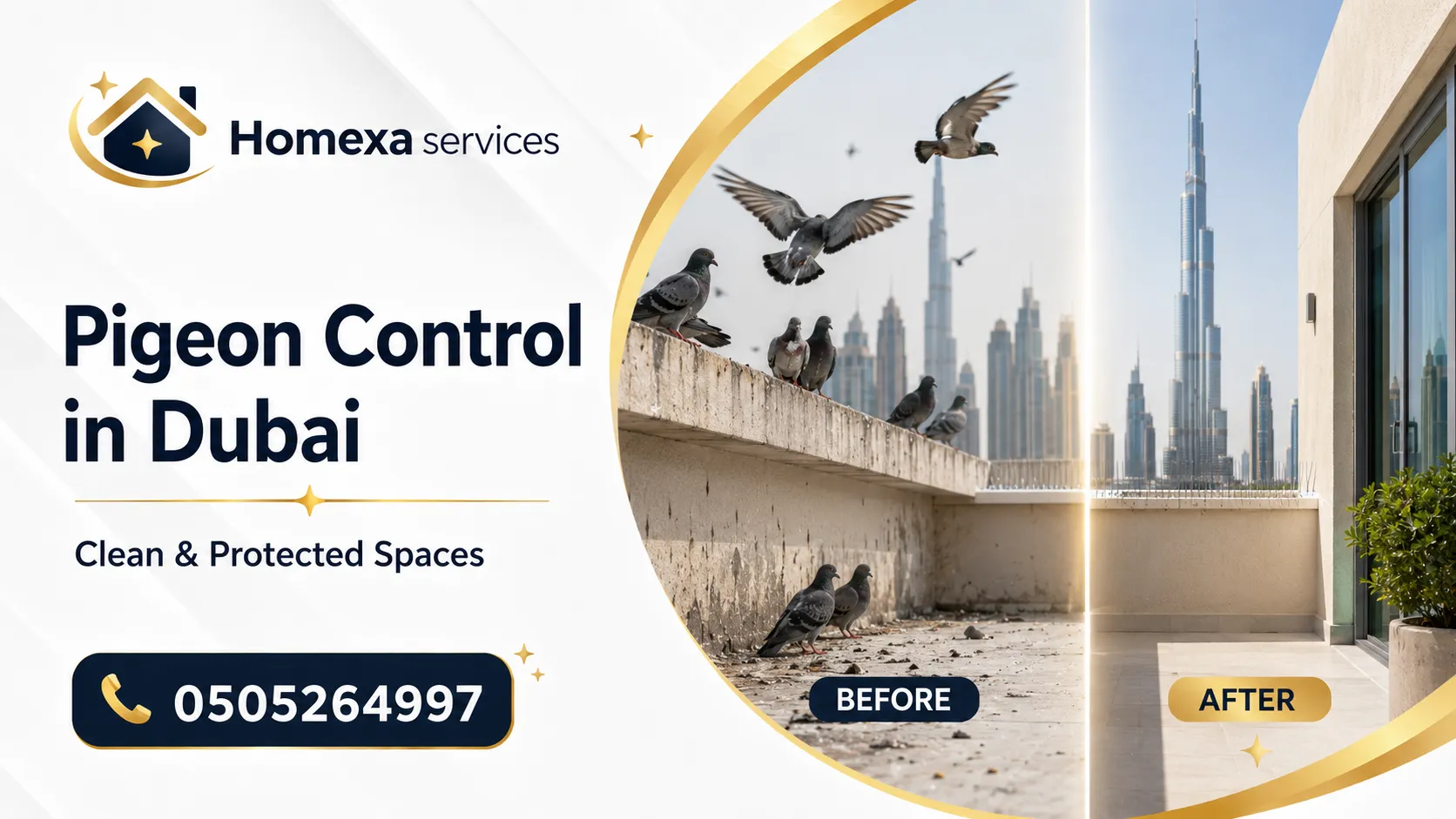 Pigeon Control in Dubai for villas balconies and windows