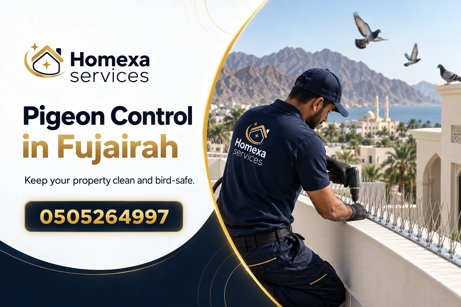 Pigeon Control in Fujairah for balconies rooftops and building ledges