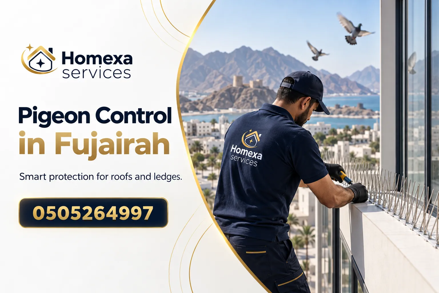 Pigeon Control in Fujairah site inspection and bird deterrent installation