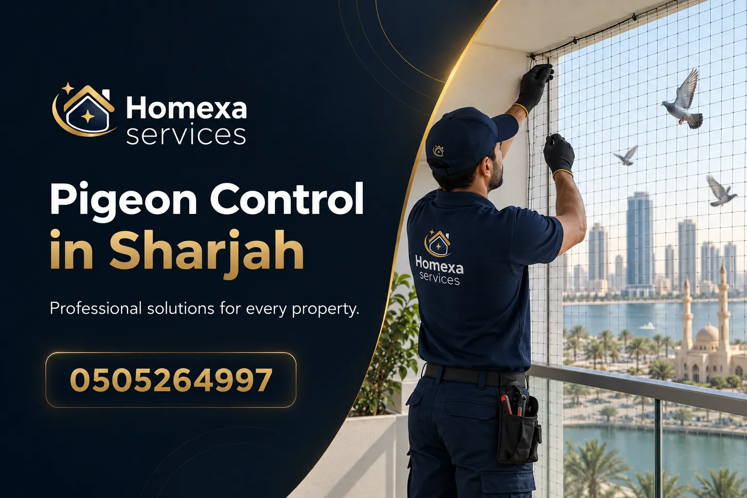 Pigeon Control in Sharjah for homes villas balconies and buildings