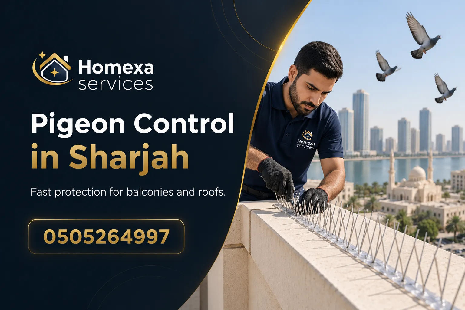 Final review after Pigeon Control in Sharjah installation