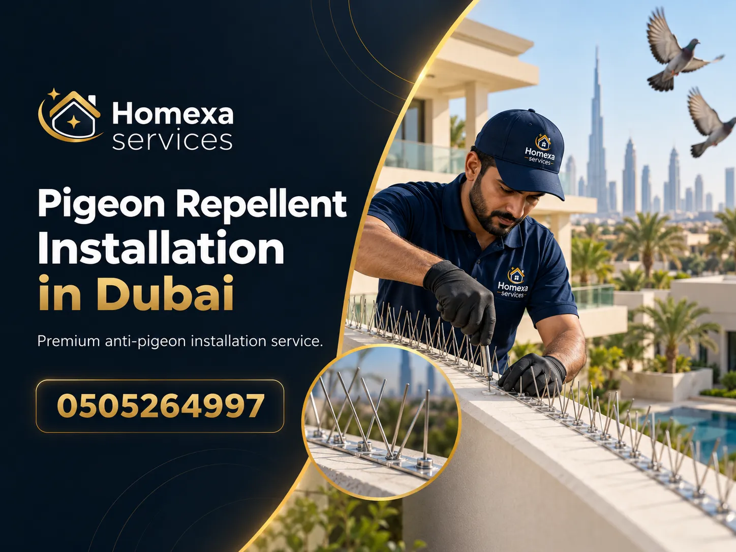 Final assessment before Pigeon Repellent Installation in Dubai for ledges balconies and façades