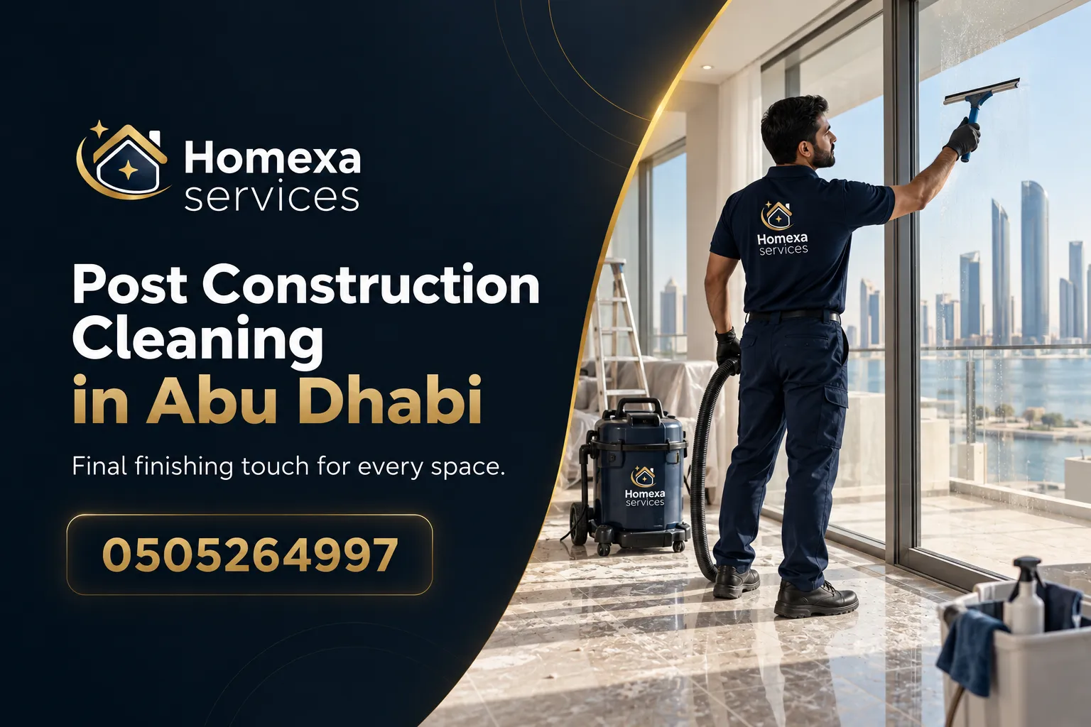 Post Construction Cleaning in Abu Dhabi for construction dust and finishing residue