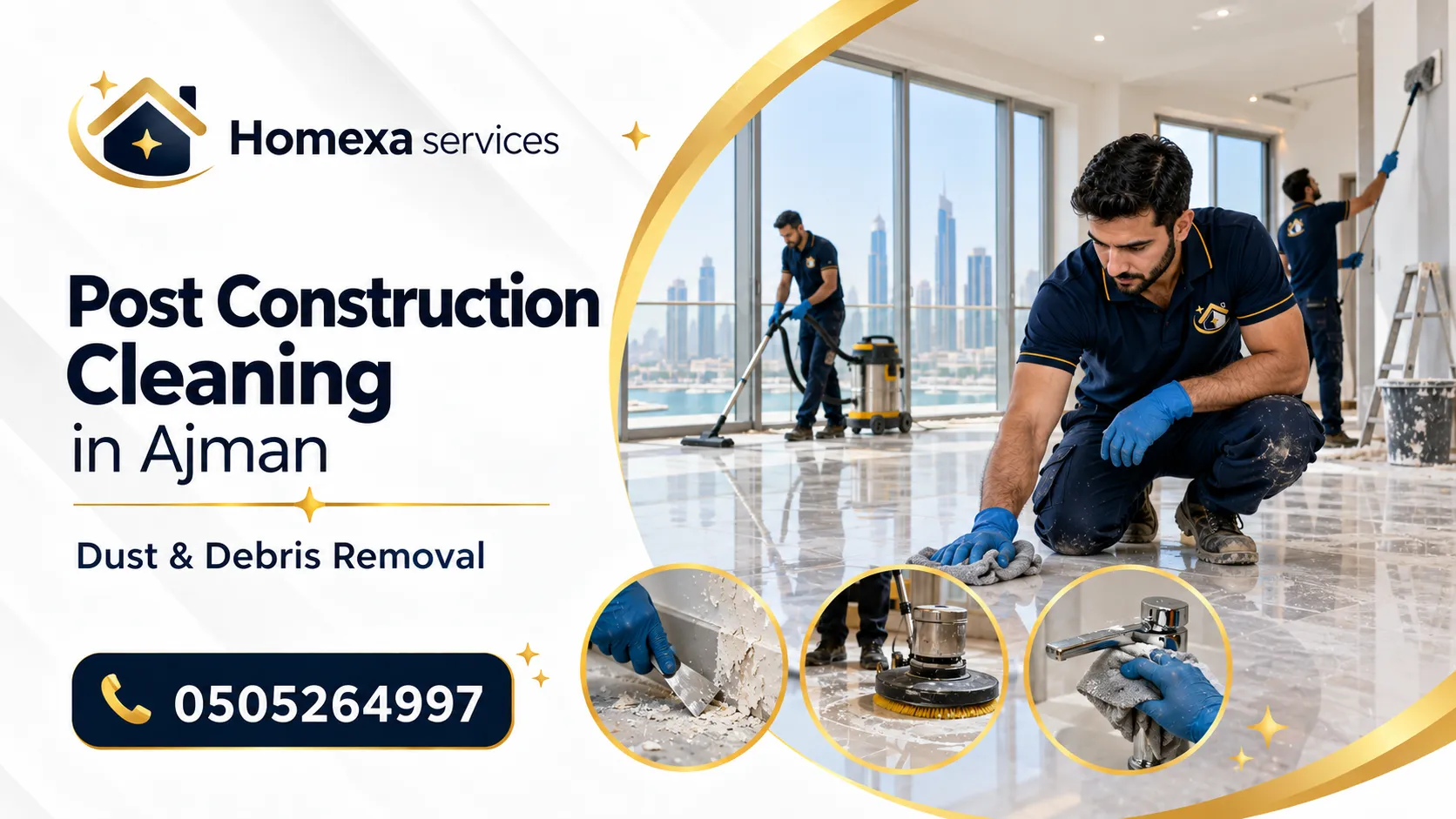 Post Construction Cleaning in Ajman for fine dust and finishing residue