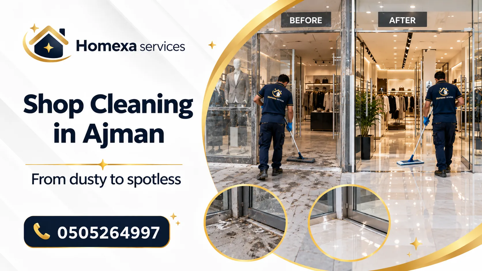 Shop Cleaning in Ajman for customer-facing areas