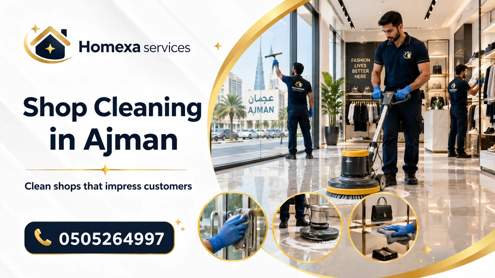 Shop Cleaning in Ajman for high-use customer areas