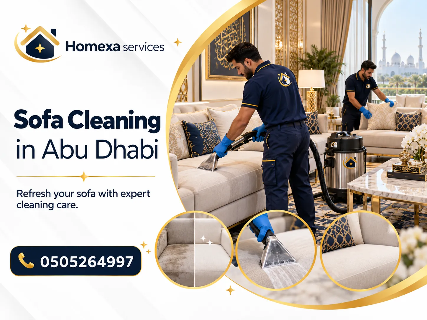 Professional Sofa Cleaning in Abu Dhabi by Home Xa Services
