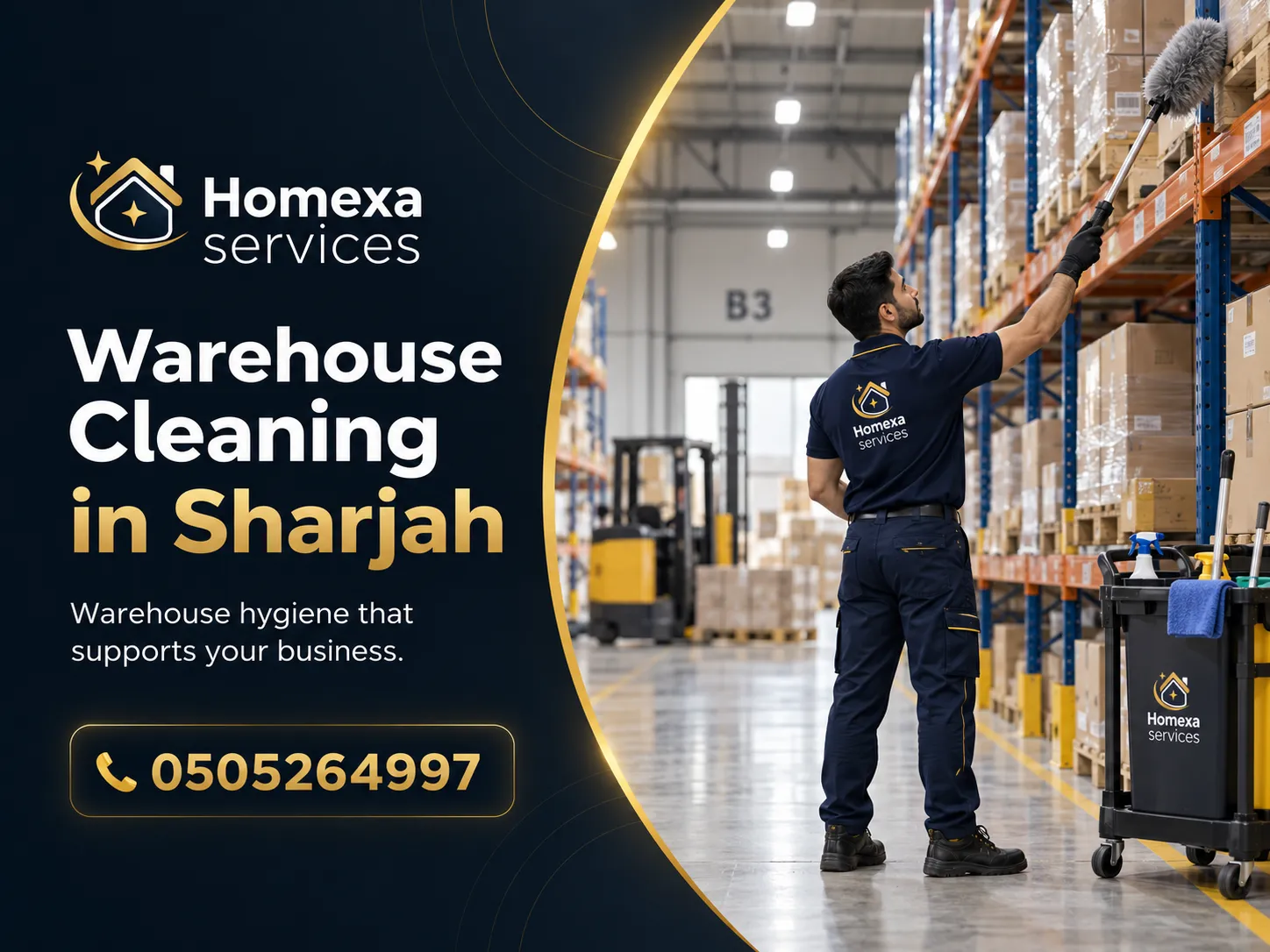 Warehouse Cleaning in Sharjah for floors aisles and accessible warehouse surfaces