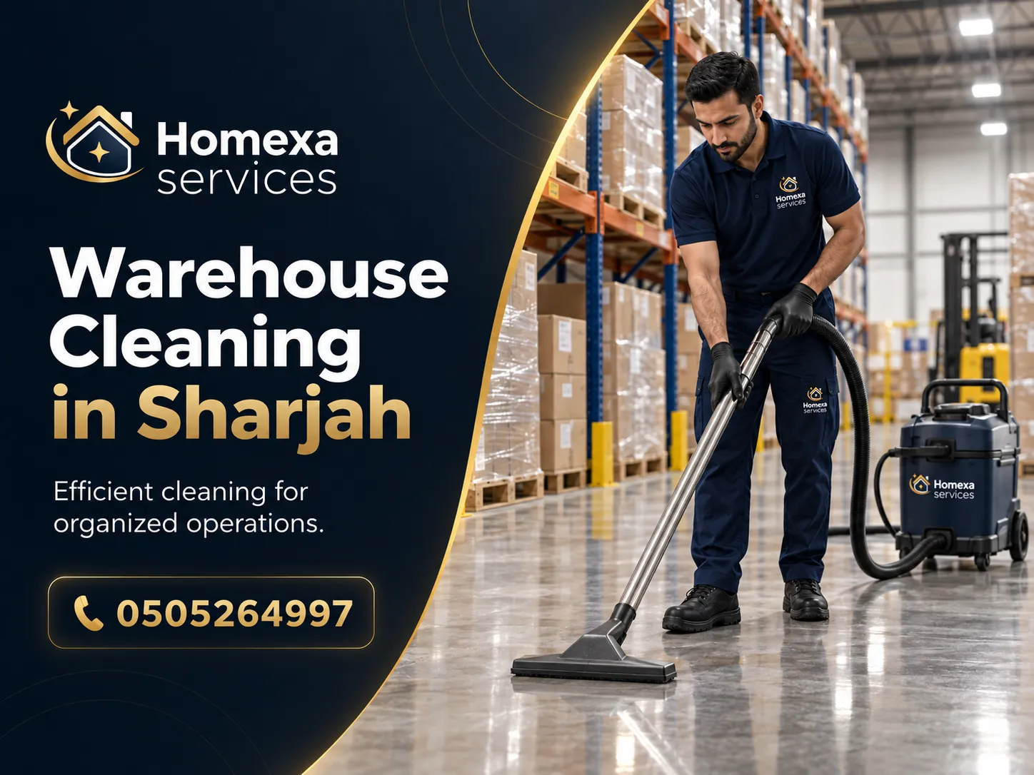 Warehouse floor cleaning in Sharjah for dust and surface dirt