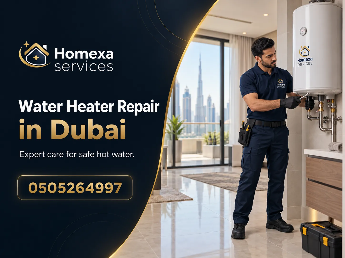 Professional technician completing Water Heater Repair in Dubai