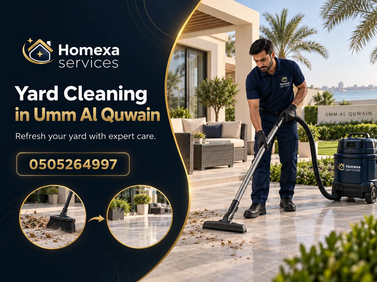 Yard Cleaning in Umm Al Quwain process for outdoor floors driveways and walkways