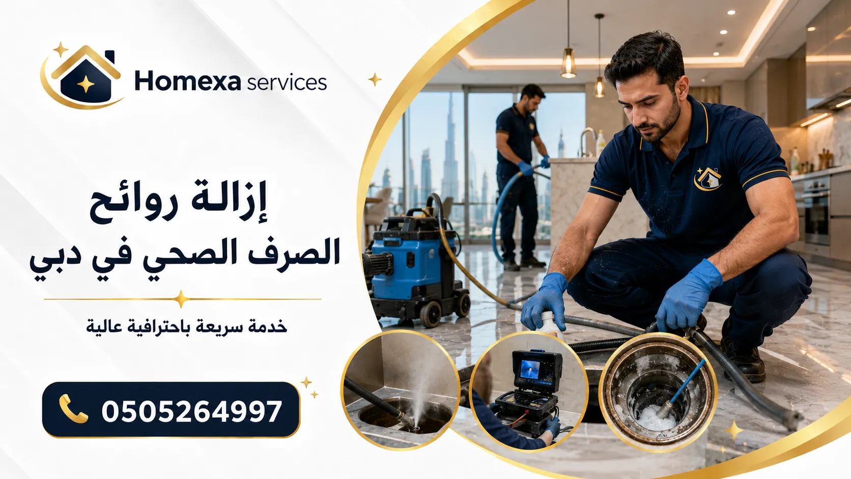 إزالة رائحة المجاري من الحمام والمطبخ في دبي