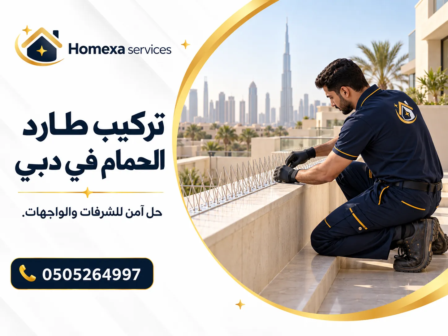 خطوات تركيب طارد الحمام في دبي على الحواف