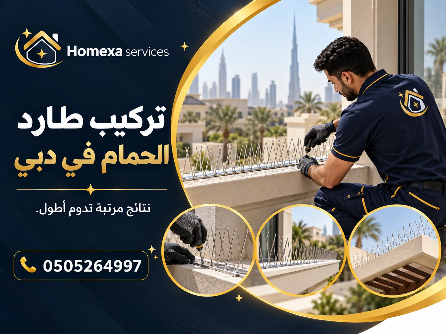 التقييم النهائي قبل تركيب طارد الحمام في دبي
