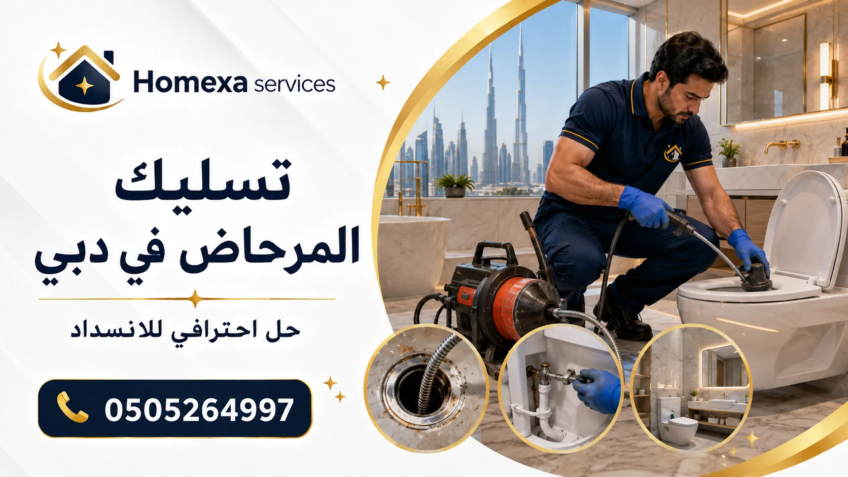 تسليك المرحاض في دبي عند انسداد خط الصرف ورجوع مياه التواليت والبالوعات