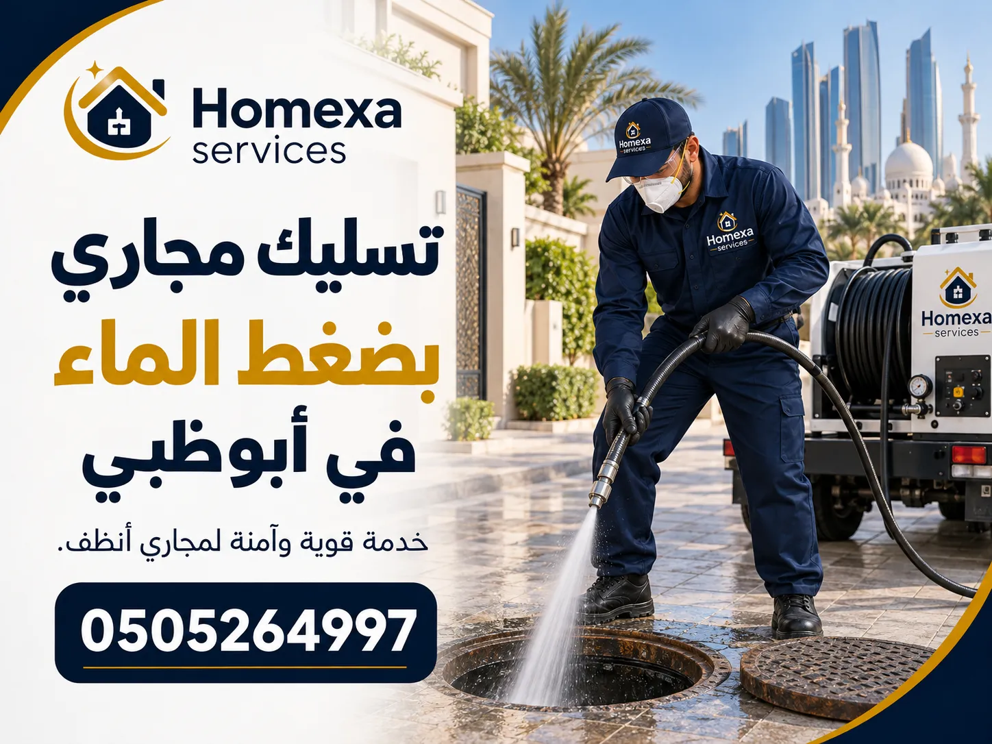 فريق تسليك مجاري بضغط الماء في أبوظبي للتعامل مع الانسدادات المتكررة