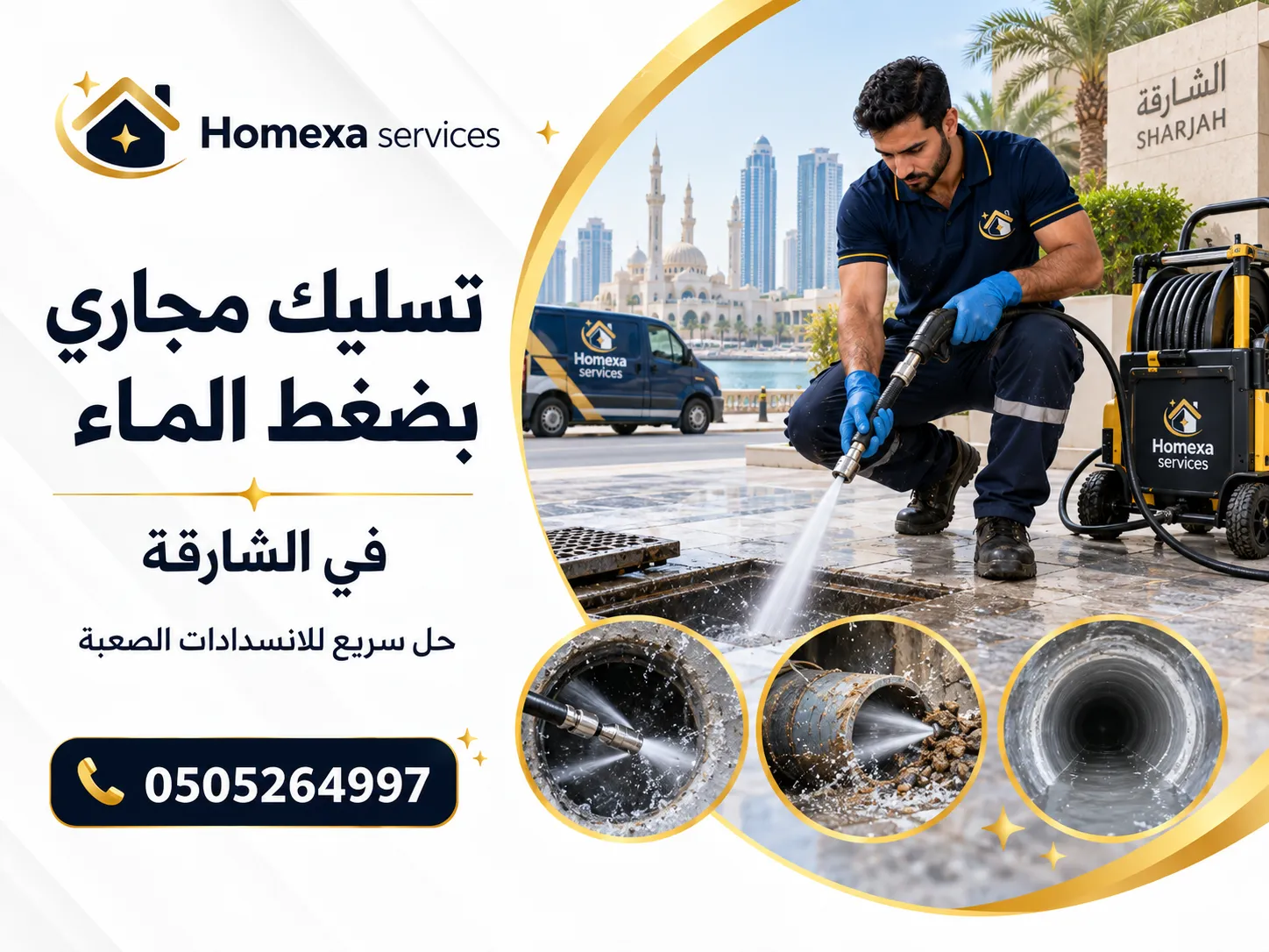 تسليك مجاري بضغط الماء في الشارقة من Home Xa Services