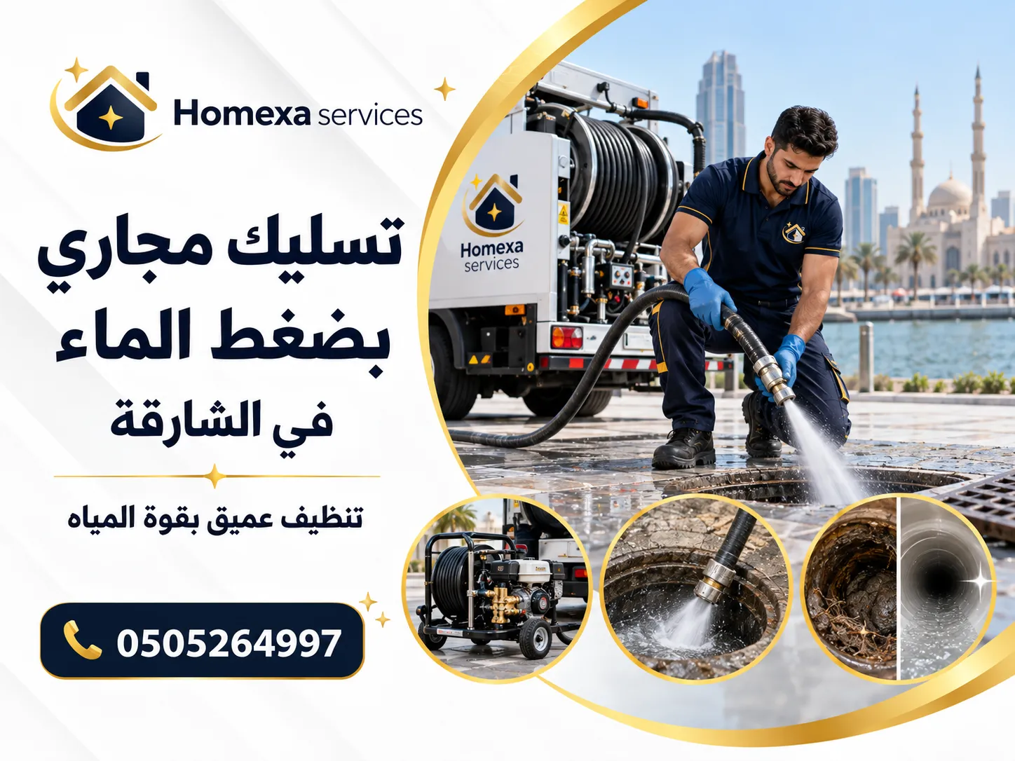 تسليك مجاري بضغط الماء في الشارقة للانسداد المتكرر مع Home Xa Services