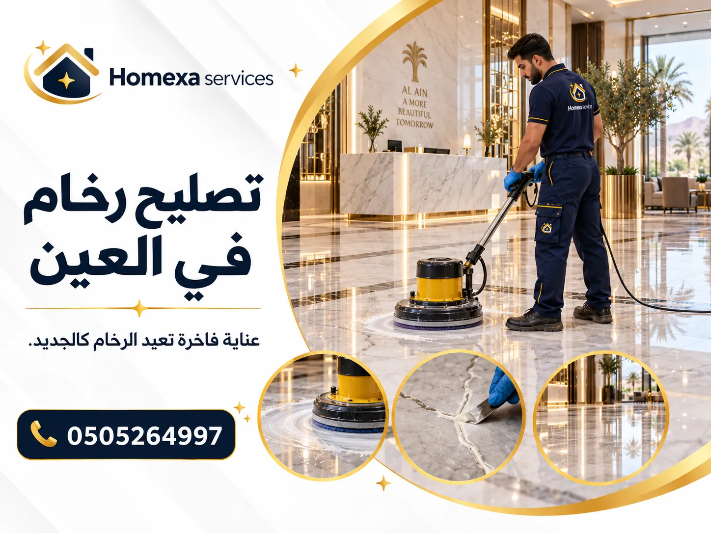 شركة تصليح رخام في العين للأرضيات والسلالم والمداخل