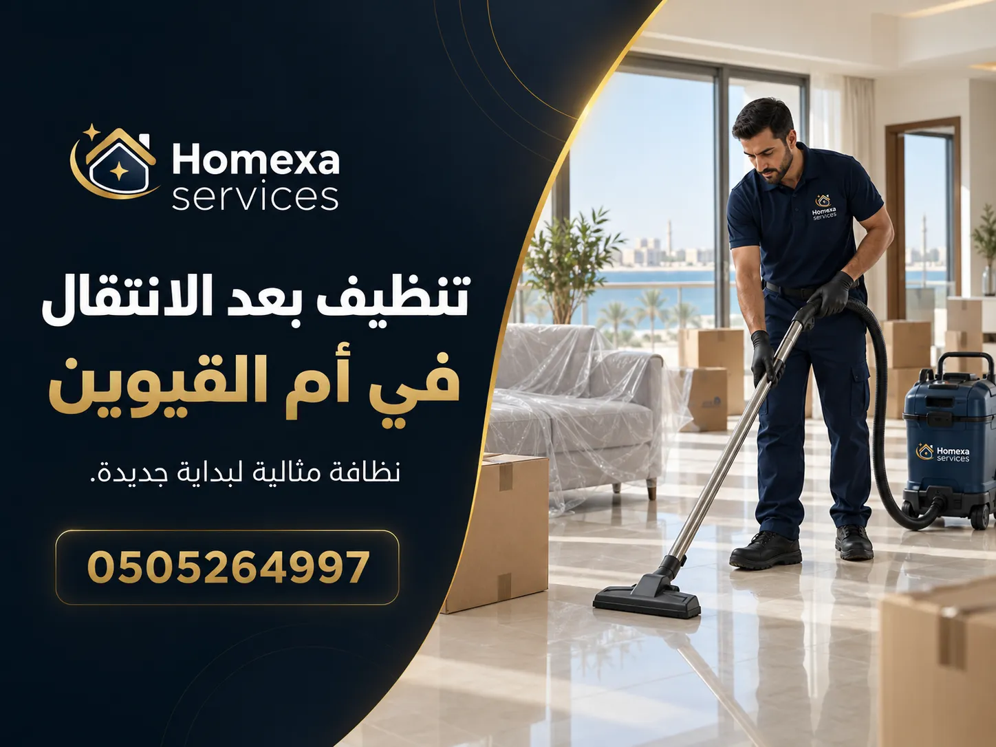 شركة تنظيف بعد الانتقال في أم القيوين تنظف عقارًا فارغًا بعد نقل الأثاث
