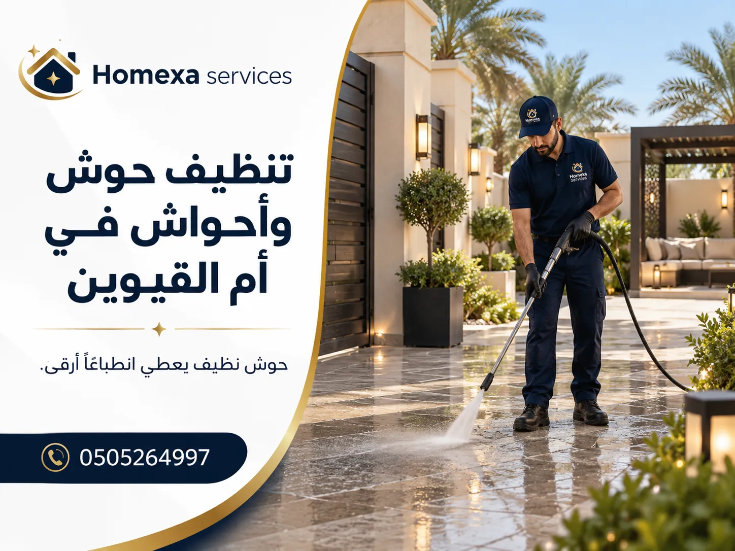 التقييم النهائي لخدمة تنظيف حوش وأحواش في أم القيوين وتنظيف الأرضيات الخارجية
