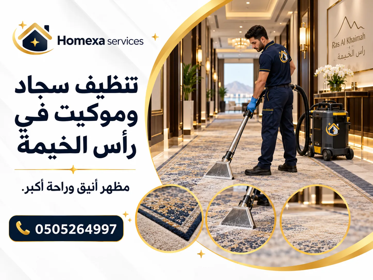 تنظيف سجاد وموكيت في رأس الخيمة وتنظيف عميق للبقع والأتربة