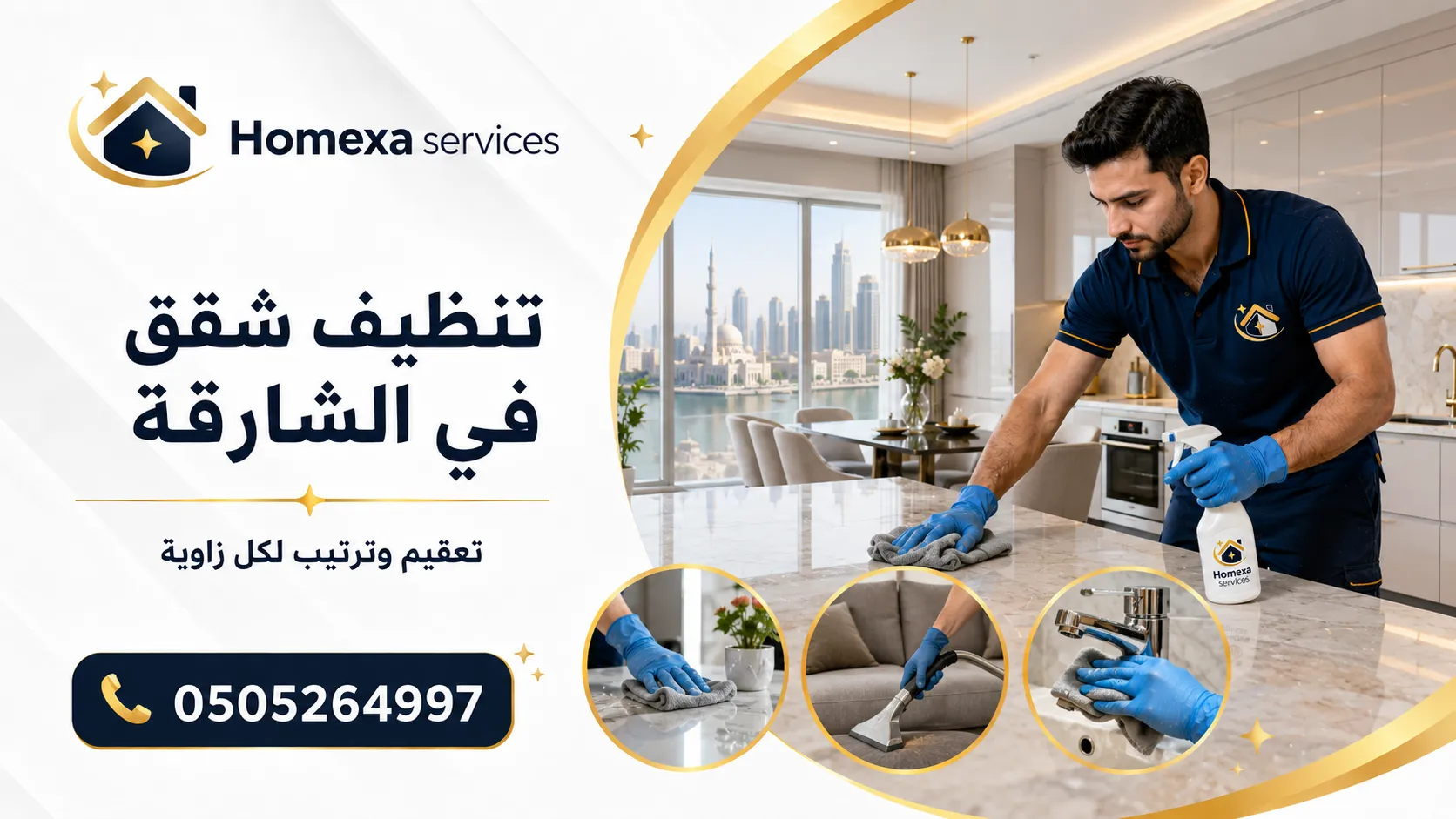 حجز تنظيف شقق في الشارقة مع Homexa Services