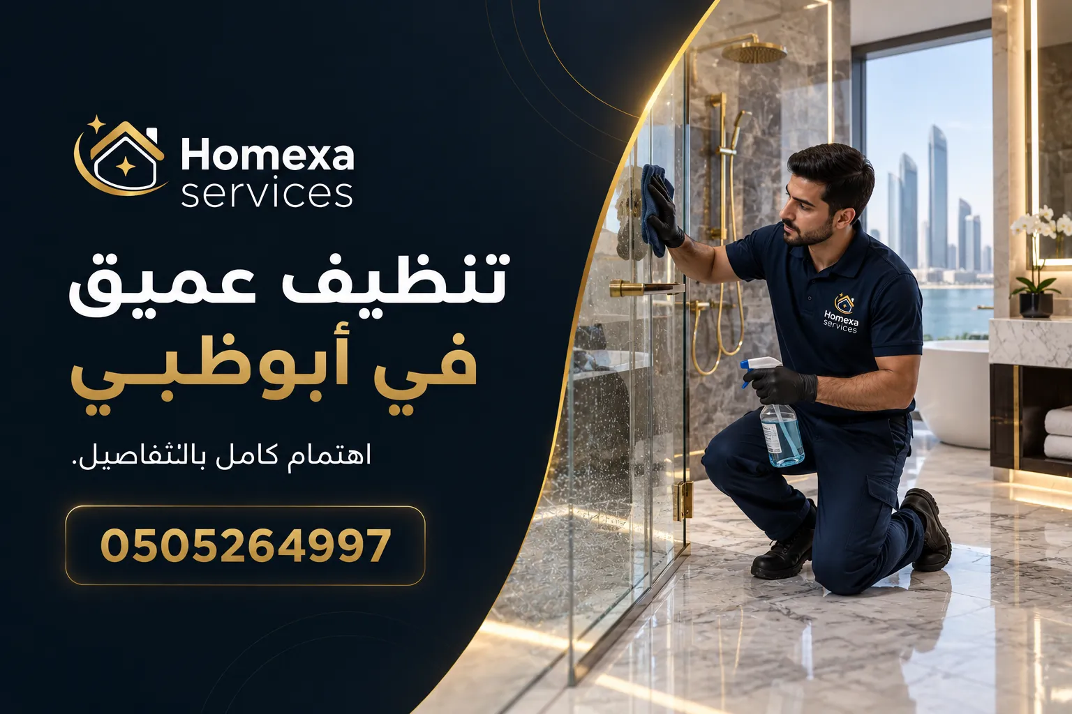 فريق تنظيف عميق في أبوظبي أثناء تنفيذ الخدمة