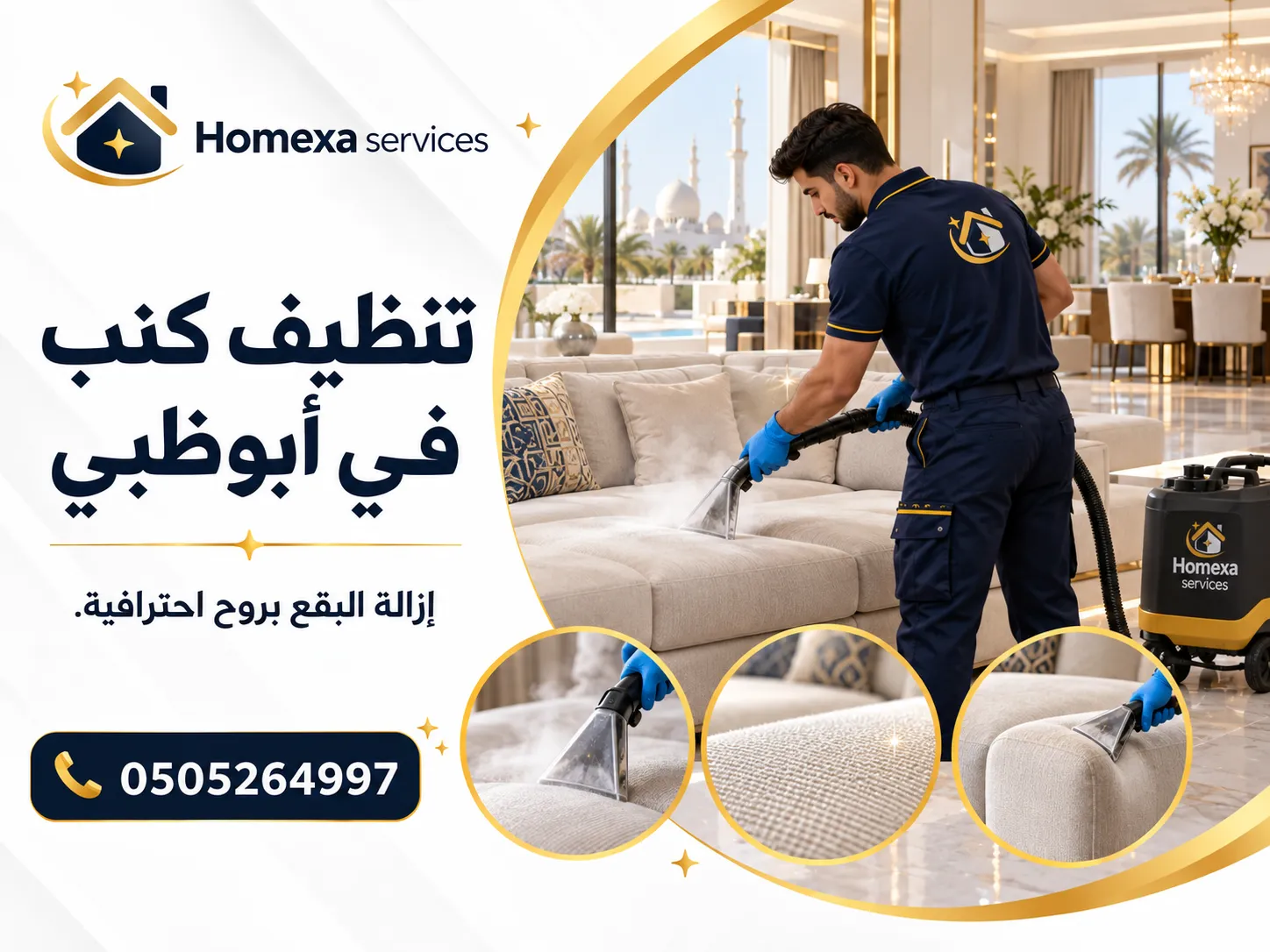 تنظيف كنب في أبوظبي وإزالة البقع والأوساخ من الأرائك