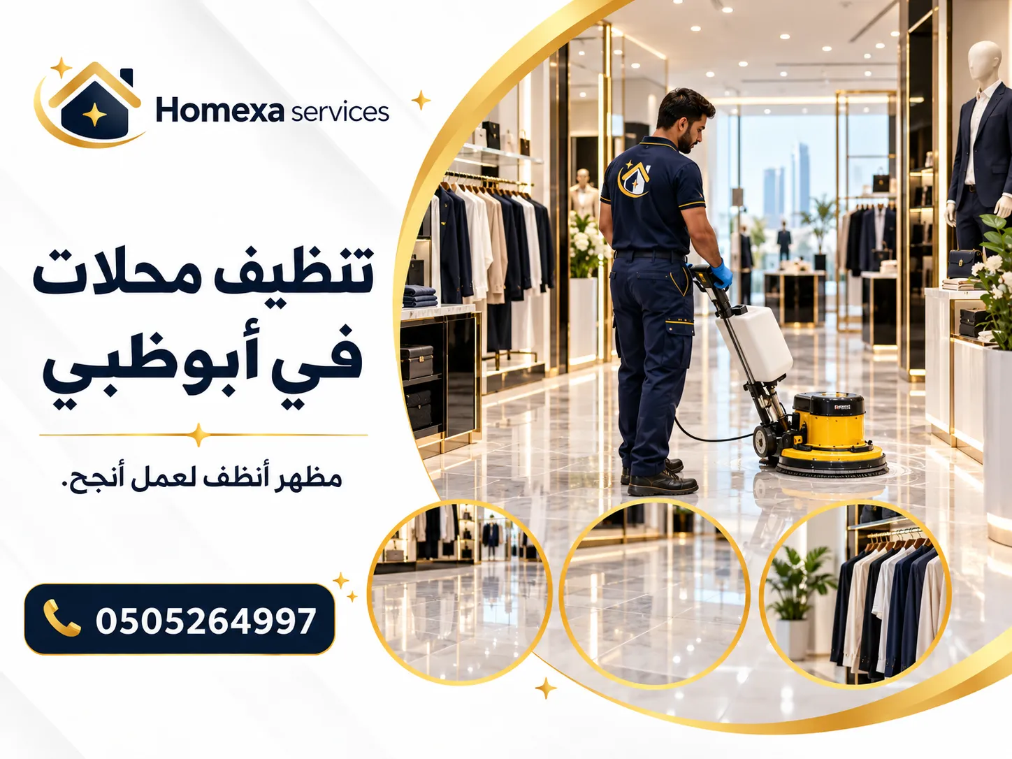شركة تنظيف محلات في أبوظبي وتنظيف المتاجر من Home Xa Services