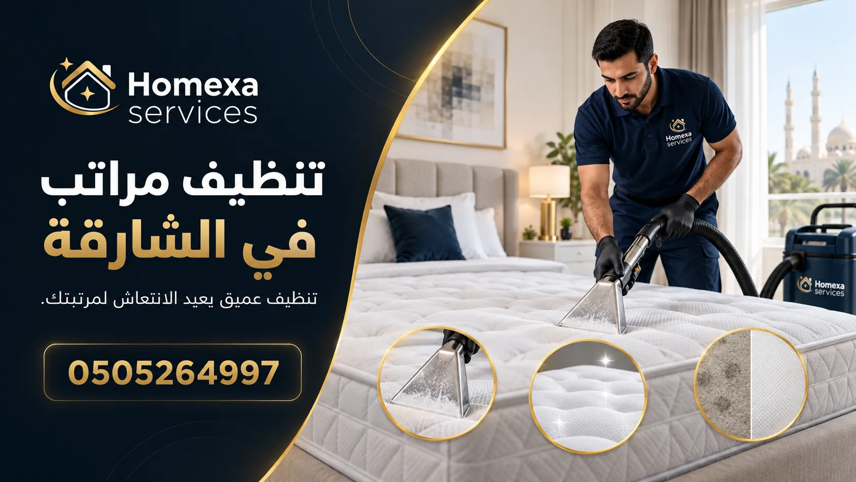 تنظيف مراتب في الشارقة وإزالة الغبار والبقع من المراتب