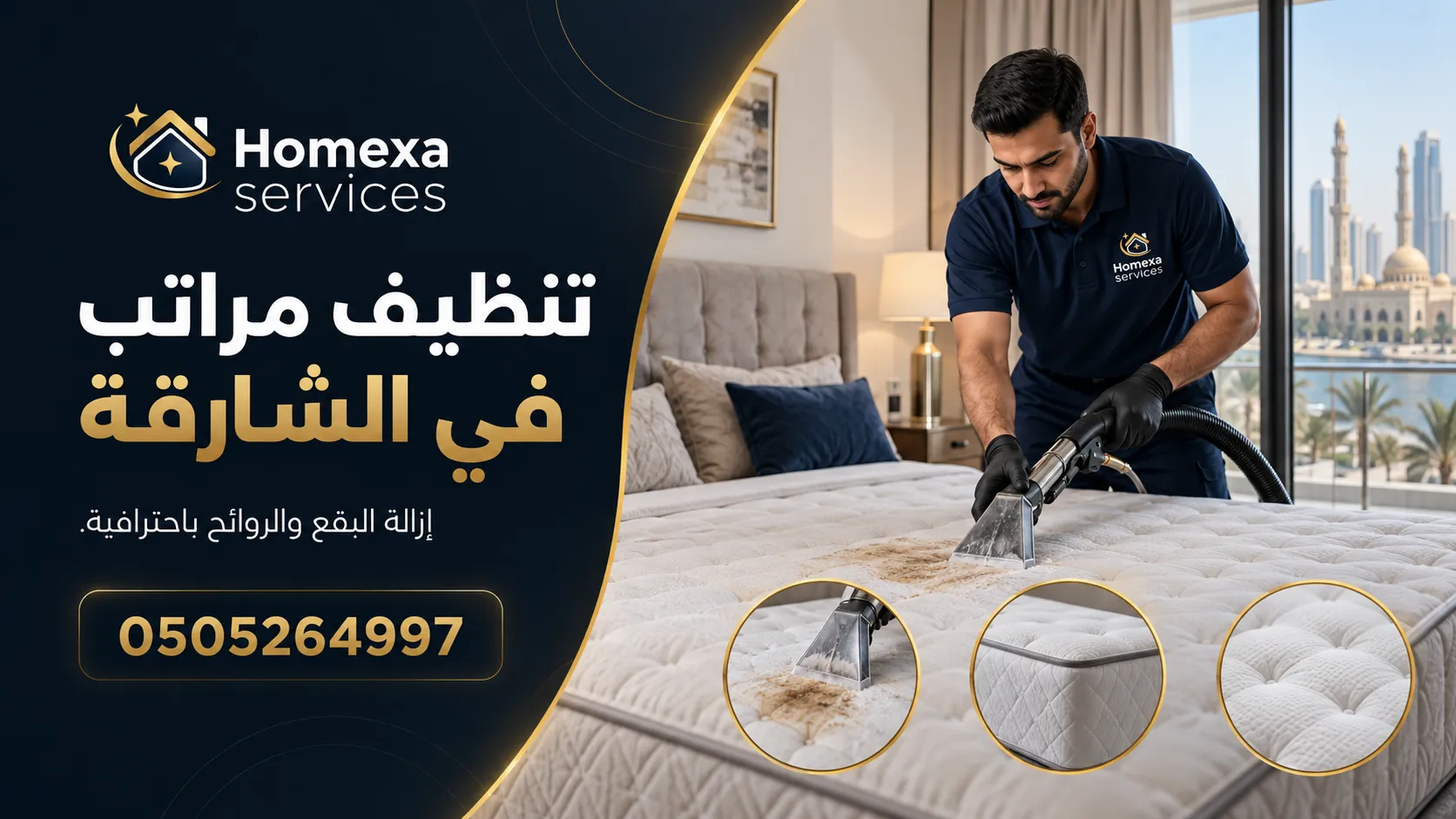 خطة تنظيف مراتب في الشارقة حسب البقع ونوع القماش وحالة المرتبة