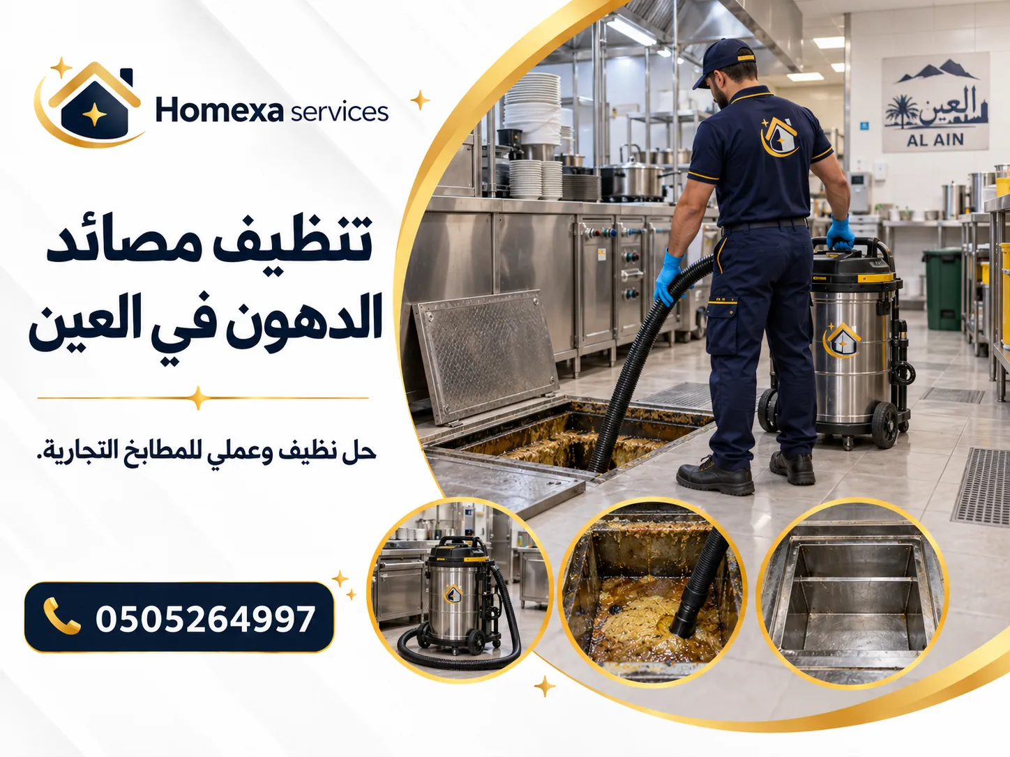 تنظيف مصائد الدهون في العين وإزالة الدهون والرواسب من مصيدة الشحوم