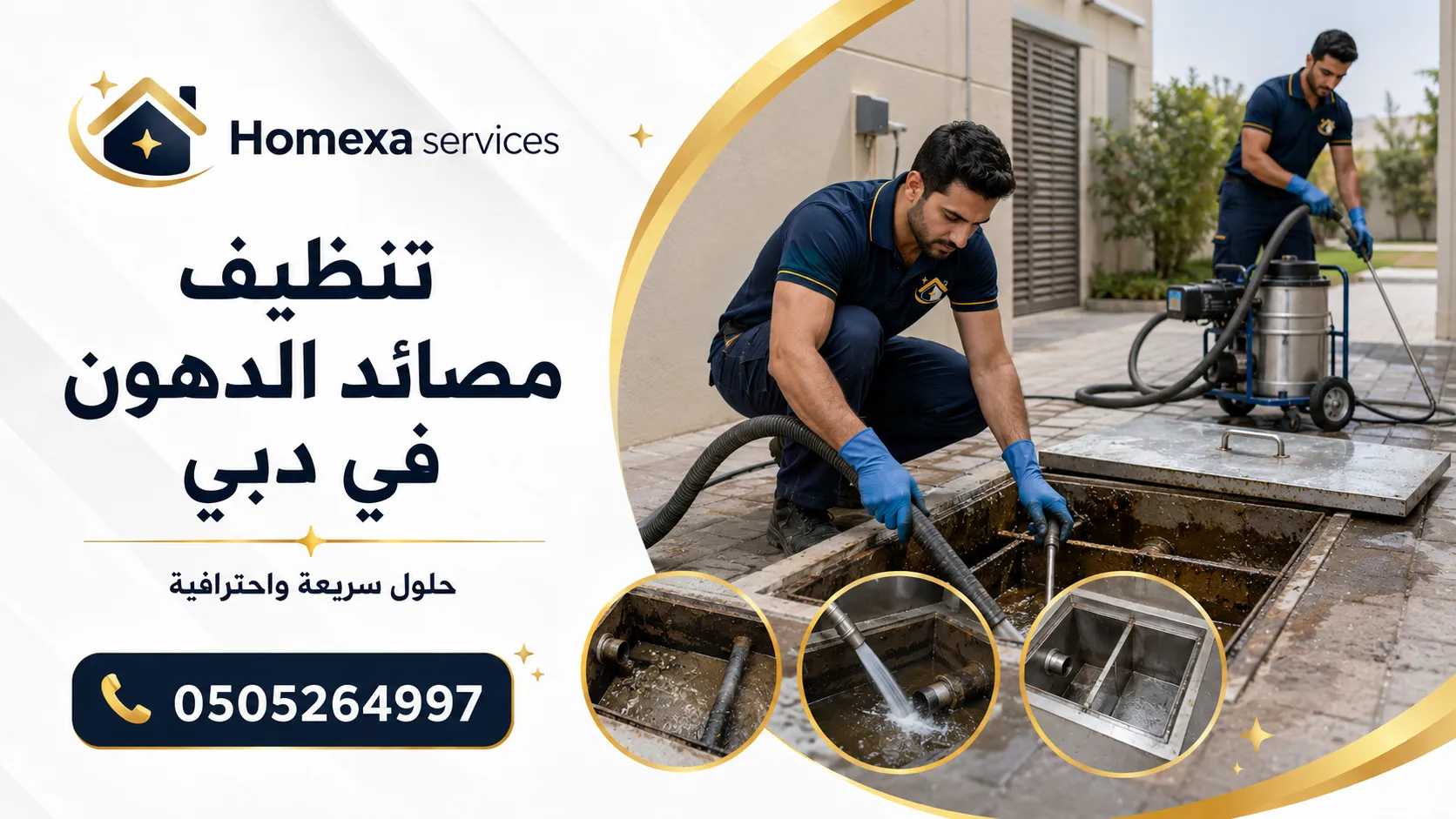 تنظيف مصائد الدهون في دبي لإزالة الروائح والدهون وبقايا الطعام