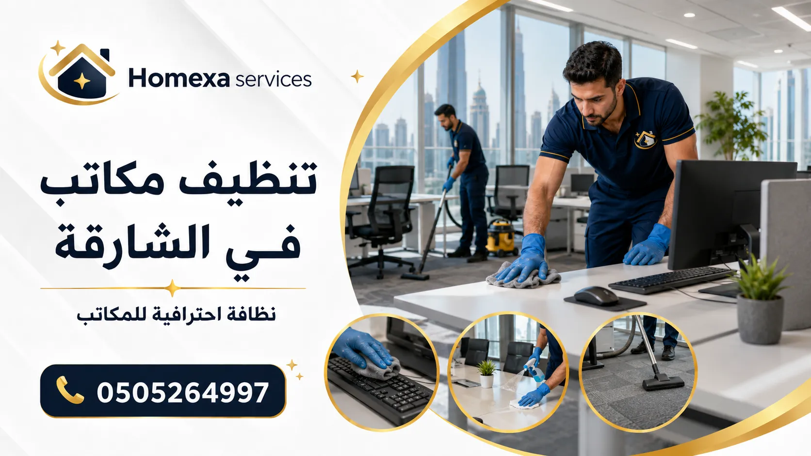 حجز تنظيف مكاتب في الشارقة مع Homexa Services