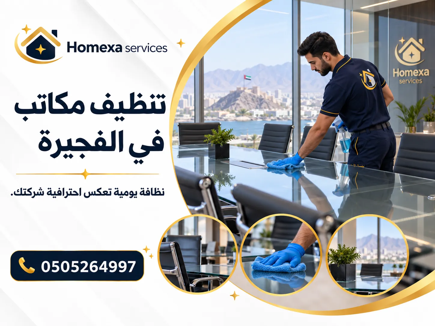 تنظيف مكاتب في الفجيرة وتنظيف مساحات العمل والممرات وغرف الاجتماعات