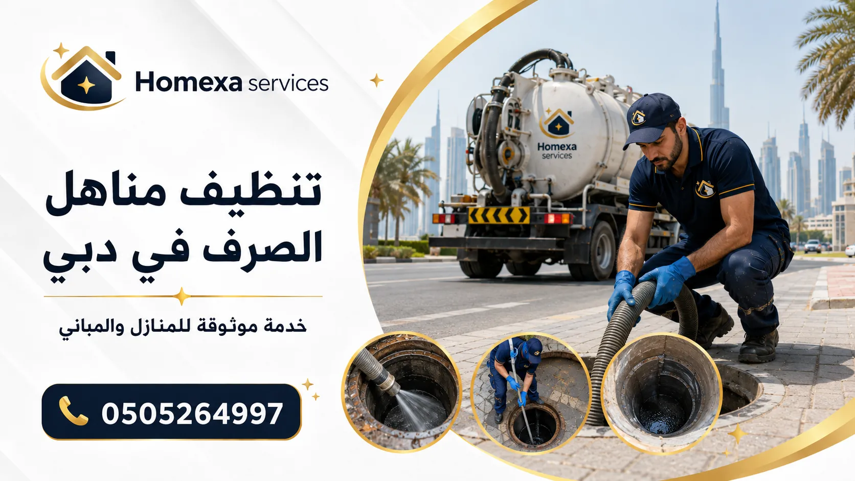 تنظيف مناهل الصرف في دبي عند تكرار امتلاء المناهل وانسداد خطوط المجاري