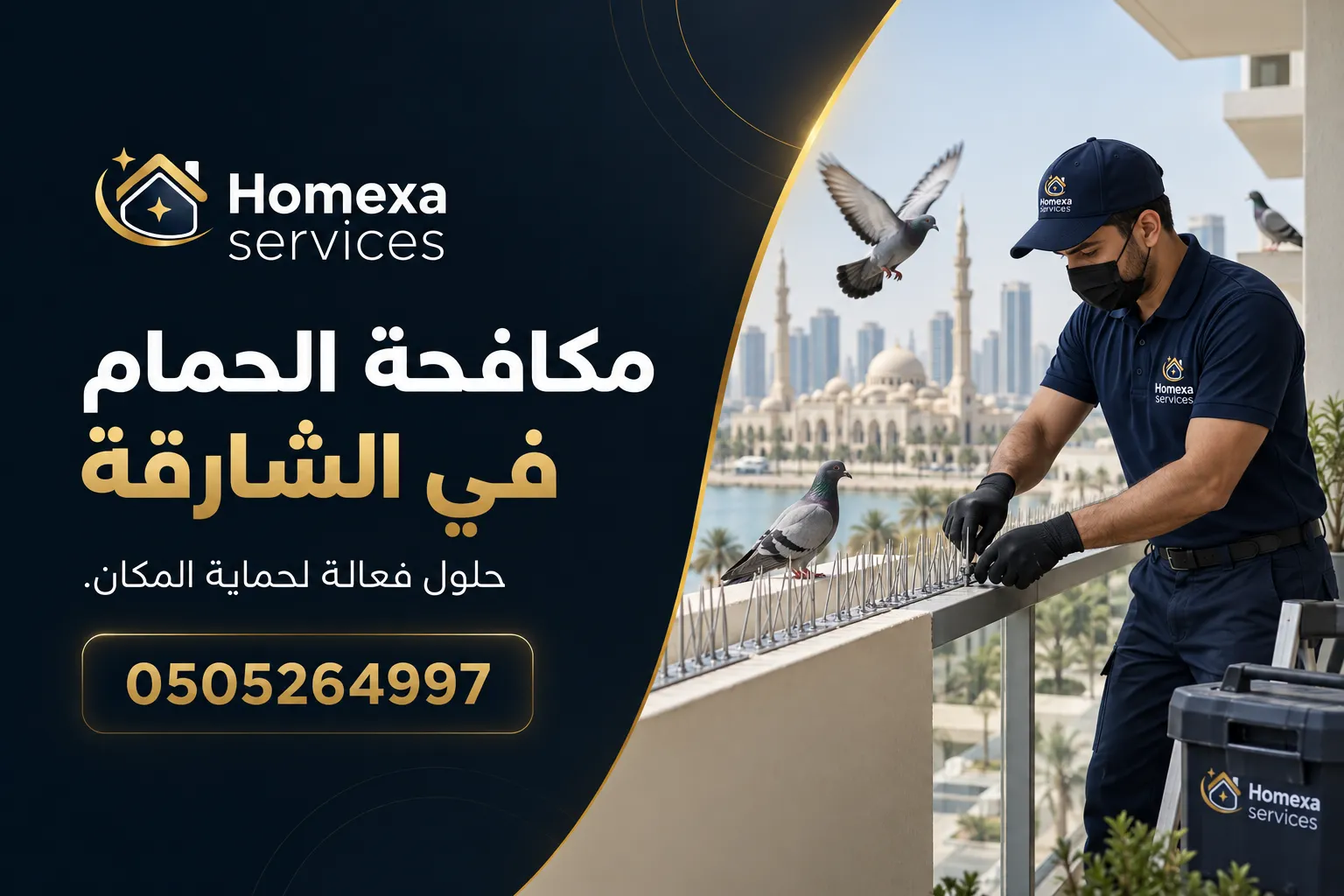 مكافحة الطيور في الشارقة للمنازل والفلل والمباني